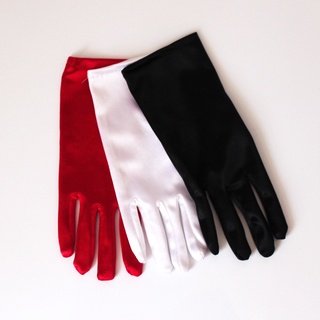สินค้า ถุงมือสั้น ผ้าซาติน ยืดหยุ่น สีดํา สีขาว สีแดง สําหรับเจ้าสาว การแสดงเต้นรํา งานแต่งงาน มี 1 คู่