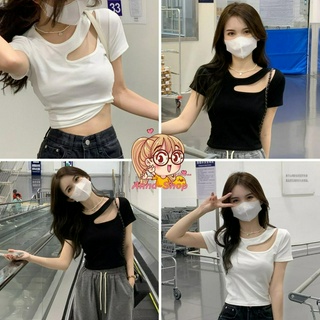 annacny เสื้อแฟชั่นเกาหลี 🌈แขนสั้น ผอมเพรียว ดีไซน์สวยเก๋ 💕 แอบเซ็กซี่เล็กน้อย TS1050