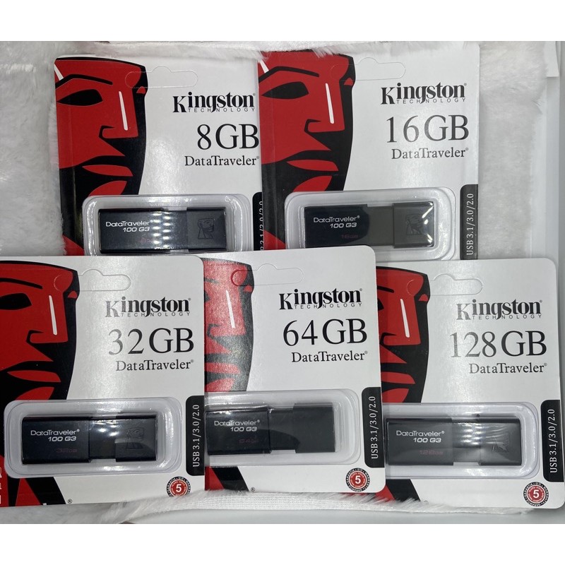 ภาพหน้าปกสินค้าแฟลชไดร์ฟ 8GB/16GB/32GB/64GB/128GB/Kingston DataTraveler 100G3 USB/ 3.1 Flash Drive (DT100G3/8GB/16GB/32GB/64GB/128GB)