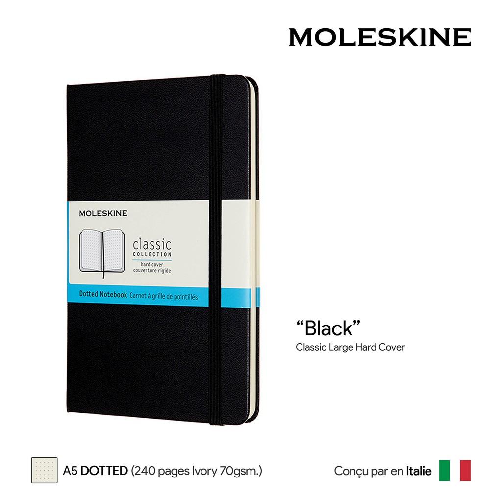 Moleskine Dotted Large Hard Cover (A5) (Black) - สมุดโน๊ต Moleskine A5 ...