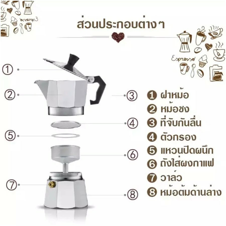 moka-pot-กาต้มกาแฟ-หม้อต้มกาแฟ-กาชงกาแฟ-100ml-150ml-300ml-450ml-หม้อต้มกาแฟสด-หม้อต้มกาแฟแรงดัน-encoremall