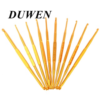 DUWEN เข็มโครเชต์ ชุดเข็มตะขอถักโครเชต์ ด้ามจับโลหะ ปลายคู่ สําหรับถักนิตติ้ง งานฝีมือ