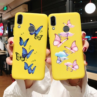 เคสโทรศัพท์มือถือซิลิโคนลายผีเสื้อน่ารักสําหรับ Huawei Y9 2019 Jkm-Lx1 Jkm-Lx2 Jkm-Lx3