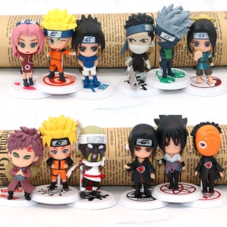 โมเดลฟิกเกอร์นารูโตะ Sasuke Itachi Gaara PVC ขนาด 7 ซม. พร้อมขาตั้ง 6 ชิ้น