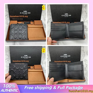 Outlet ส่วนลด🌈 Coach F75005  F75363 men leather wallet fold over purses