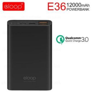 Eloop E36 แบตสำรอง PowerBank 12000mAh มาพร้อมกับเทคโนโลยีชาร์จเร็ว Quick Charge 3.0 และเทคโนโลยี PD และ รองรับชาร์จเร็ว