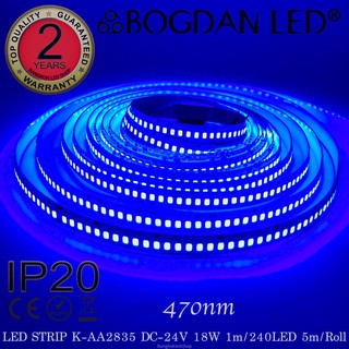 LED STRIP K-AA2835-240-BLUE DC-24V  18W/1M IP20 ยี่ห้อBOGDAN LED แอลอีดีไฟเส้นสำหรับตกแต่ง 1200LED/5M 90W/5M Grade A