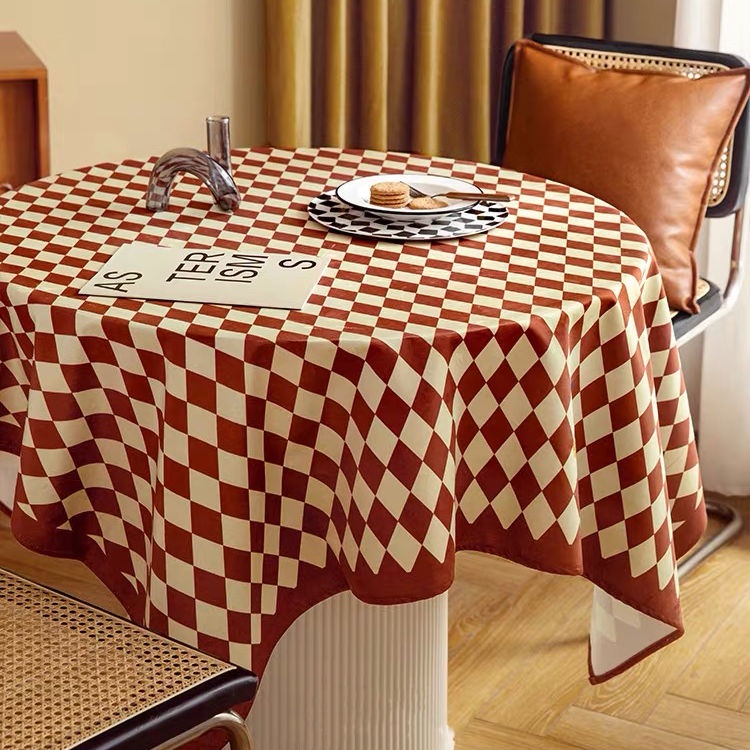 ผ้าปูโต๊ะลายสก๊อตนอร์ดิกทรงสี่เหลี่ยมขนมเปียกปูน-ผ้าสักหลาด