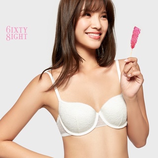 6IXTY8IGHT MELO All-over Flower Lace Bra Lightly padded บราบัลโคนี่ลูกไม้ เสื้อชั้นในไร้โครง สวมใส่สบาย บราลูกไม้ BR10419