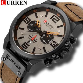 Mens Watches Luxury Brand CURREN Hombre Casual Quartz Leather Wristwatch Chronograph and Date Window Waterproof 30M