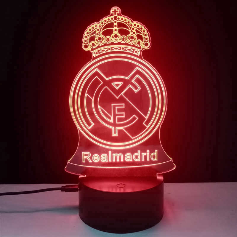 ภาพหน้าปกสินค้าโคมไฟกลางคืน ลายฟุตบอล Real Madrid Liverpool Manchester 3D เปลี่ยนสีได้ 7 สี USB จากร้าน krasivoyee.th บน Shopee