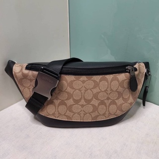 COACH F78777 WARREN BELT BAG IN SIGNATURE CANVAS Charcoal Black