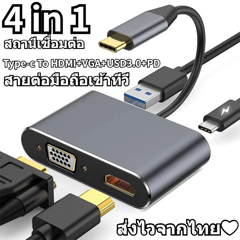 🔥ส่งไวจากไทย🔥 in TypeC USB C To HDMI VGA PD อะแดป
