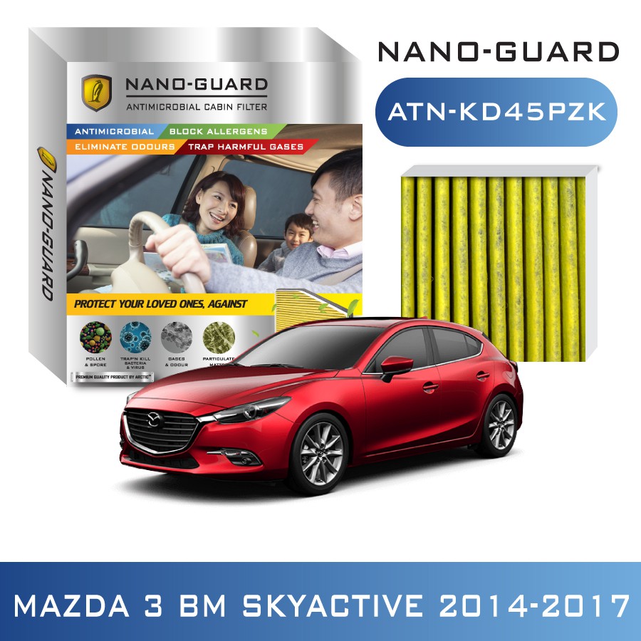 กรองแอร์-arctic-สำหรับ-mazda-3-bm-atn-kd45pzk-รุ่น-nano-guard-ฆ่าเชื้อโรค-ดูดกลิ่นเหม็น-ดักสารก่อภูมิแพ้
