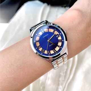 นาฬิกาข้อมือผู้หญิงแท้ Casio คาสิโอลดราคา นาฬิกาสายสแตนเลสสีทูโทน LTP-E141RG-2A ย้ำขายเฉพาะของแท้ มีใบรับประกัน