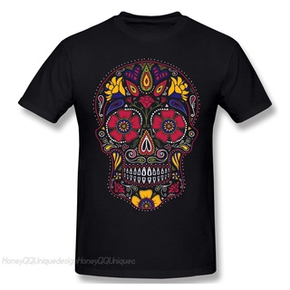 T-shirt  เสื้อยืด พิมพ์ลายหัวกะโหลก Mexican Sugar Skull สําหรับผู้ชาย 2021S-5XL