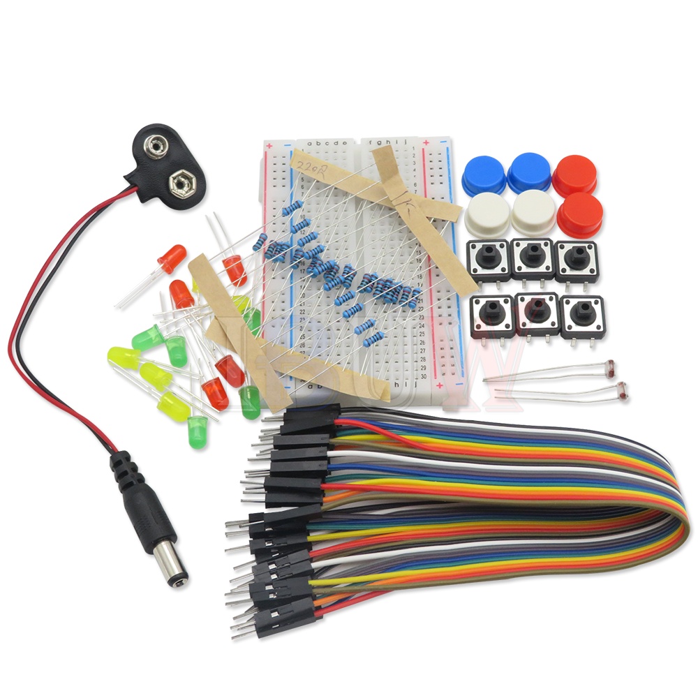 ชุดสตาร์ทเตอร์-สําหรับเบรดบอร์ด-uno-r3-mini-led-jumper-wire-button-for-arduino-diy-kit