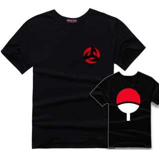 Men T Shirt แฟชั่นผู้ชายเสื้อยืด บุรุษเสื้อยืดนารูโตะฮาตาเกะคาคาชิ Mangekyo Sharingan อุจิวะตระกูลตราผู้ชายเสื้อยืดสีดำ