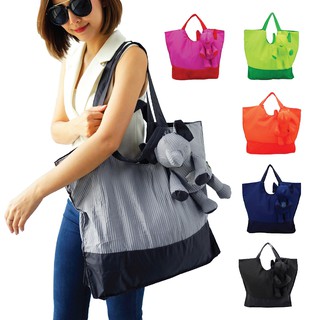 🐘พร้อมส่ง🐘 เอลฟ์...กระเป๋าโท้ทผ้าพลีท พับเก็บได้ในตัวช้าง - L (Eleph Foldable Bag Pleat Tote - L)