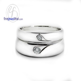 Finejewelthai แหวนเพชร-แหวนเงิน-เพชรสังเคราะห์-เงินแท้ 925-แหวนคู่-Couple-Diamond CZ-Silver-Wedding-Ring - RC1346_7cz