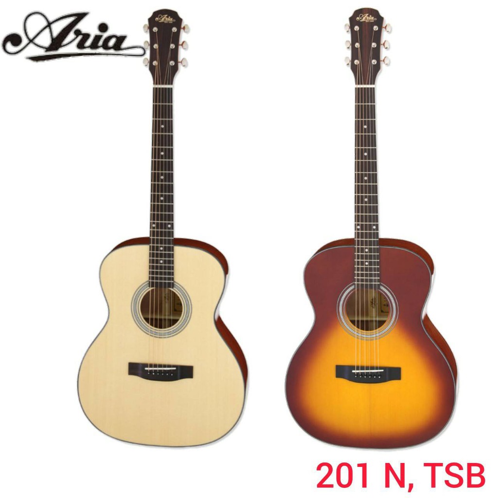 aria-201-กีตาร์โปร่ง-ทรง-om-body-top-solid-spruce