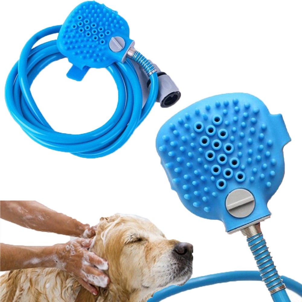พร้อมส่งจากไทย-แปรงอาบน้ำสุนัขแบบมีสายยาง-แปรงขัดตัว-สายยางอาบน้ำสัตว์