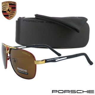 Polarized แว่นกันแดด แฟชั่น รุ่น PORSCHE UV 8521 C-4 สีแดงเลนส์ชา แว่นตา ทรงสปอร์ต วัสดุ PC ( เลนส์โพลาไรซ์ )