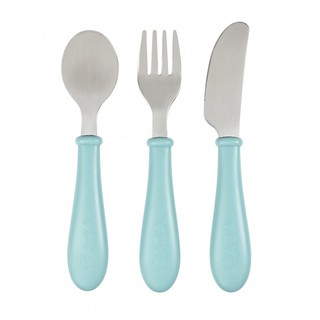 ชุดช้อนส้อมและมีดสแตนเลส BEABA Stainless Steel Training Cutlery Knife / Fork / Spoon - Airy Blue