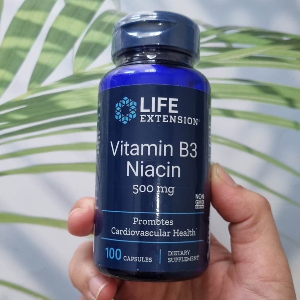 วิตามินบี 3 ไนอะซิน Niacin 500 mg 100 Capsules (Life Extension®) B3 B3