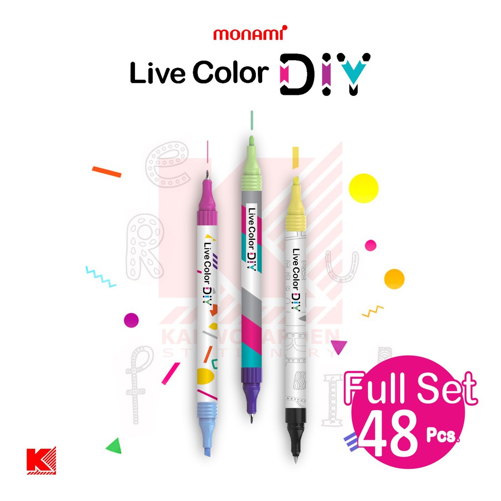 ปากกาเมจิก Monami Live Color DIY ครบชุด 48 ชิ้น | Shopee Thailand
