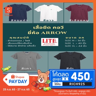 ภาพขนาดย่อของภาพหน้าปกสินค้าโค้ต RICH925 ลดเพิ่ม เสื้อยืด คอวี ARROW LITE แบบ ไร้ตะเข็บข้าง มีให้เลือก 5 สี จากร้าน supoj.id บน Shopee