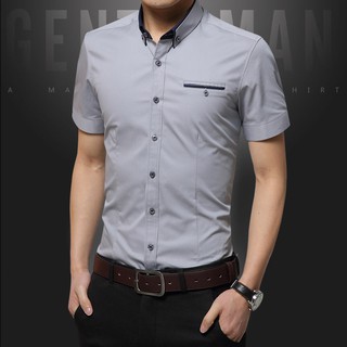ภาพหน้าปกสินค้าMen Slim Fit Business Shirts Casual Short Sleeve Formal Shirt 【M-5XL】เสื้อเชิ้ตแขนสั้น สีพื้น สไตล์แฟชั่น สำหรับผู้ชาย ที่เกี่ยวข้อง