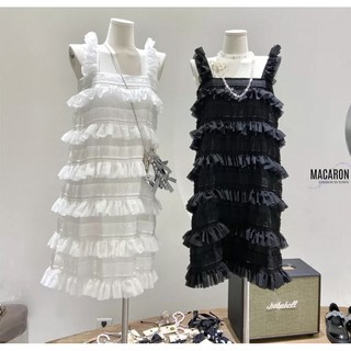 White and black Luxury dress #macaron
