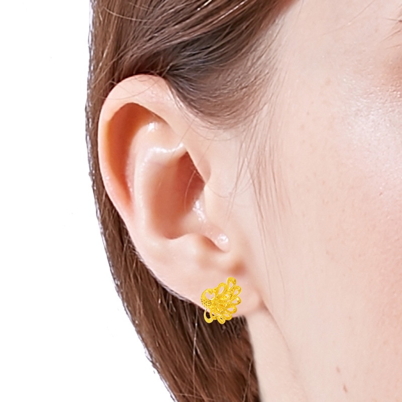 ต่างหูทองเหลือง-ชุบทอง-24k-รูปนกยูง-สไตล์เวียดนาม-สําหรับผู้หญิง