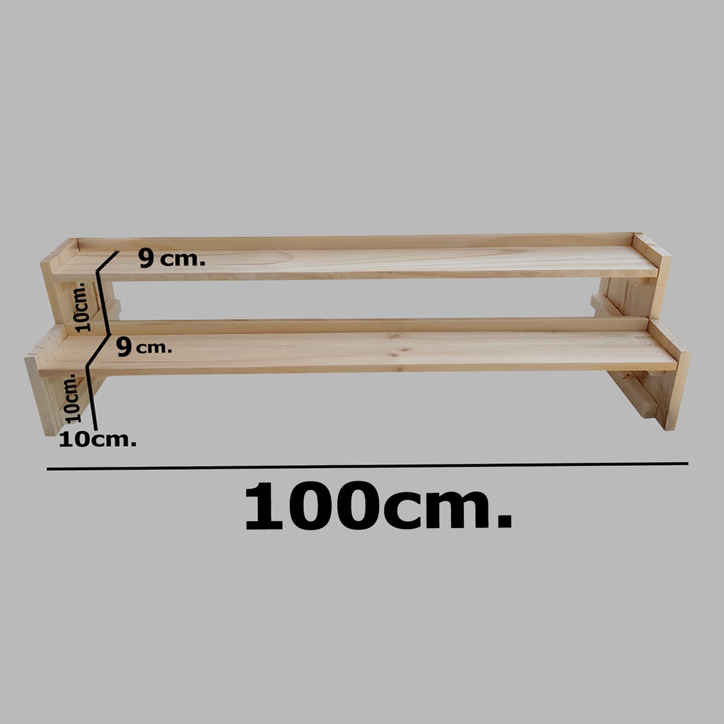 ชั้นไม้-2-ขั้น-รุ่นมีขอบรั้วกันตกด้านหลัง-ขนาด-100cm-xลึก-20cm-x-สูง20cm