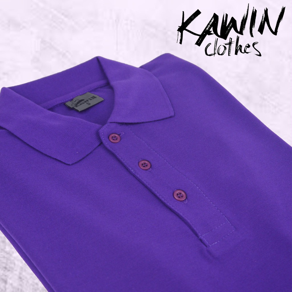 ราคาและรีวิวKAWIN เสื้อโปโล ผู้ชาย/ผู้หญิง Dark Purple สีม่วงเข้ม ผ้าเนื้อนุ่มใส่สบายมาก