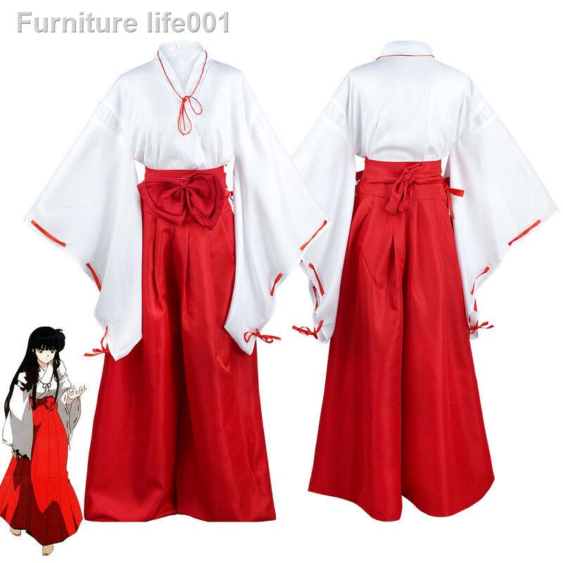 inuyasha-เสื้อผ้าคอสเพลย์สไตล์เดียวกัน-kikyo-cos-เสื้อผ้ามิโกะอะนิเมะเสื้อผ้าครบชุดวิกผมอุดตันในสต็อก