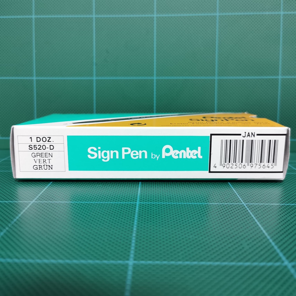 pentel-sign-pen-s520-d-green-ปากกาเมจิก-เพนเทล-หมึกสีเขียว-กล่อง-12ด้าม-ขนาดหัว-2-0-มม-ปากกาแบบสวมปลอก-หมึกแห้งไว