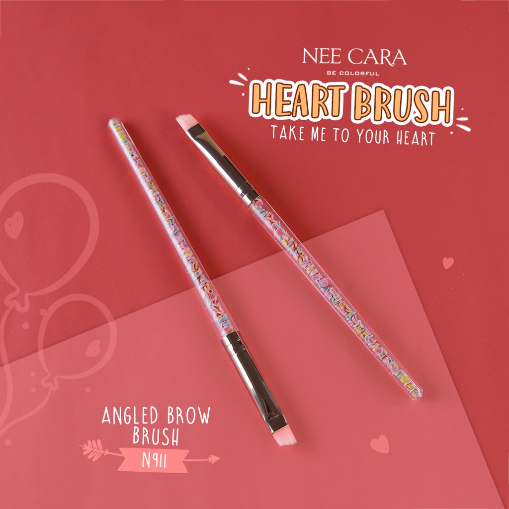 นีคาร่า-แปรงแต่งหน้า-เขียนคิ้ว-n911-ของแท้100-nee-cara-heart-brush-angled-brow-brush