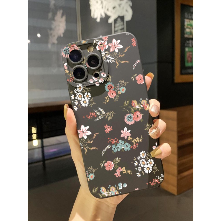 เคสโทรศัพท์มือถือ-ขอบสี่เหลี่ยม-ลายดอกไม้-สําหรับ-iphone-14-plus-13-pro-max-12-iphone-11-xr-8-7-se-2022