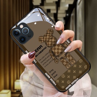 เคสไอโฟน 13 pro max แฟชั่น ins สไตล์ iPhone 12 pro max case ลายสก๊อต bear apple 13 โทรศัพท์มือถือ case iphone11promaxcase ใหม่ 12pro/11 สุทธิสีแดงหญิง xs max