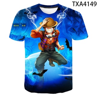 เสื้อยืดแขนสั้นพิมพ์ลายการ์ตูนอนิเมะ 3 มิติลําลองแฟชั่นสําหรับเด็ก