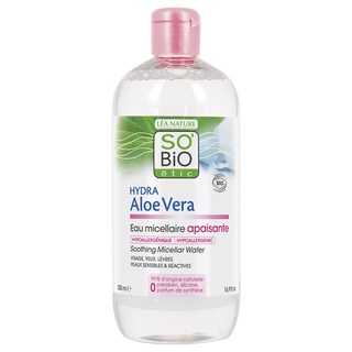 SO’BiO Etic HYDRA ALOE VERA 3-IN-1 SOOTHING MICELLAR WATER 500 ml.(ไมเซลล่าสูตรอ่อนโยนสำหรับผิวแพ้ง่ายและระคายเคือง)