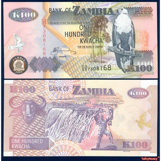 สินค้า ธนบัตรประเทศ แซมเบีย Zambia ราคา 100 ควาชา รุ่นปี 2009 P-38 ของแท้ สภาพใหม่เอี่ยม 100% UNC สำหรับสะสมและที่ระลึก