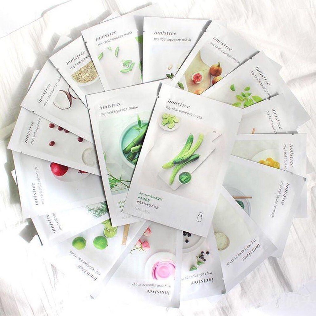 ภาพหน้าปกสินค้าพร้อมส่ง อินนิสฟรี มาส์กหน้า 18สูตร Innisfree My Real Squeeze Mask 20ml แผ่นมาส์กหน้า มาร์คหน้า มาร์กหน้า จากร้าน xlash_shop บน Shopee