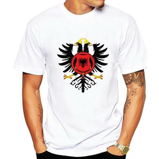 [100% Cotton] เสื้อยืดลําลอง แขนสั้น พิมพ์ลาย Royal Coat Of Arms Of Albania เข้ากับทุกการแต่งกาย สําหรับผู้ชาย 832385