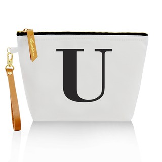 กระเป๋าผ้าลายอักษร ALPHABET CLUTCHES POUCH WHITE ”U”