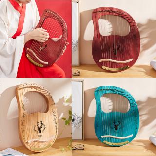 【new】Lyre Harp พิณ เครื่องดนตรี 10-16-19สาย ฮาร์ป ไลร์ แถมกระเป๋า Metal String Solid Wooden Mahogany - Phin Stable Sound