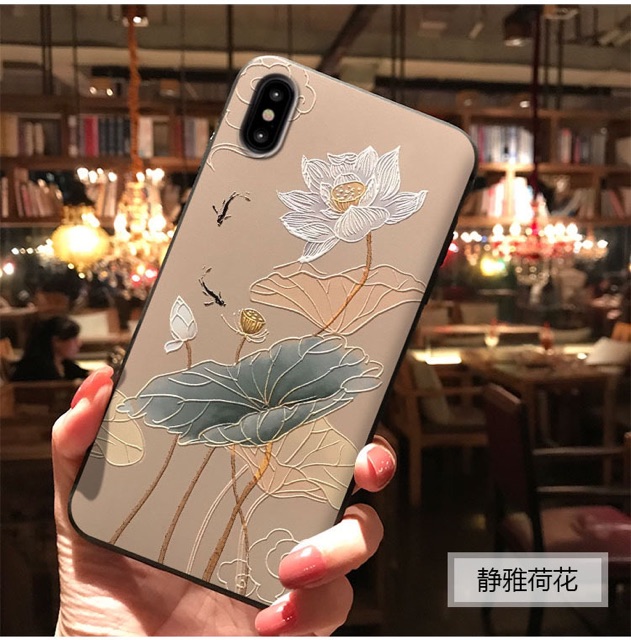 เคสโทรศัพท์-ลายภาพวาดดอกไม้-ลายแกะสลัก