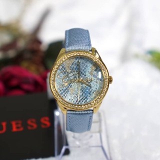 (ผ่อน0%) นาฬิกา guess หนังแท้ สีฟ้า